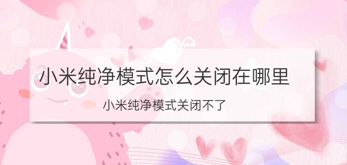 小米纯净模式怎么关闭在哪里 小米纯净模式关闭不了？